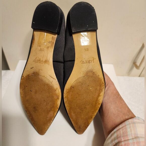 J. Crew Black Satin Pointy Toe Ballet Flats w/Crystal Buckle Detail Sz.6.5 $148 - Picture 8 of 9